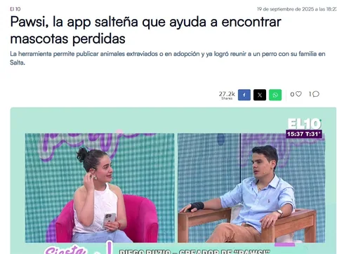 Entrevista televisiva sobre Pawsi en El 10